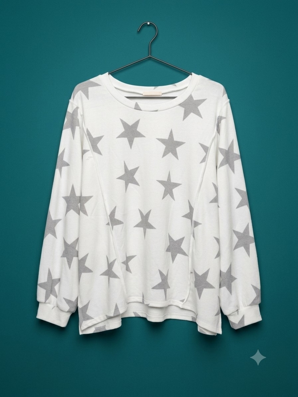 ✏️ Altar'd State White Grey Celestial Star Print Oversized  Sweatshirt